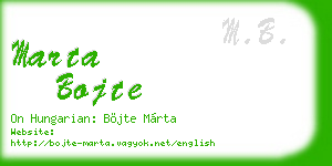 marta bojte business card
